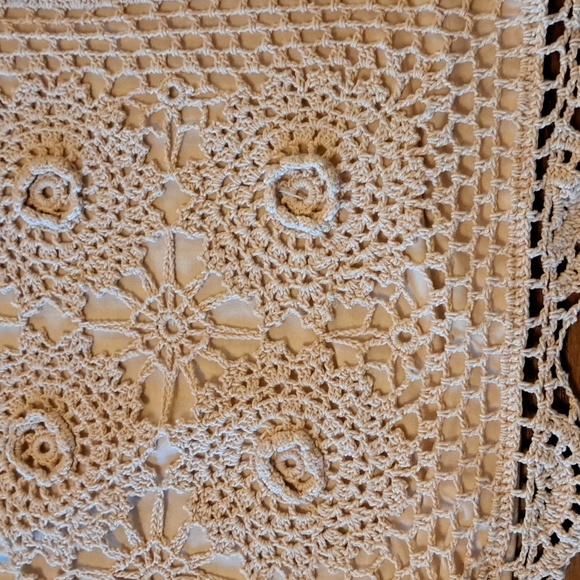 Vintage 100% cotton Handmade Crochet IvoryLace  Sham Cover / Home Decor - Picture 2 of 6